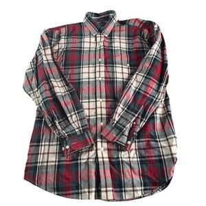 Larro Shirts Men's XL Long Sleeve Green Red Plaid Button Shirt Cowboy Cotton